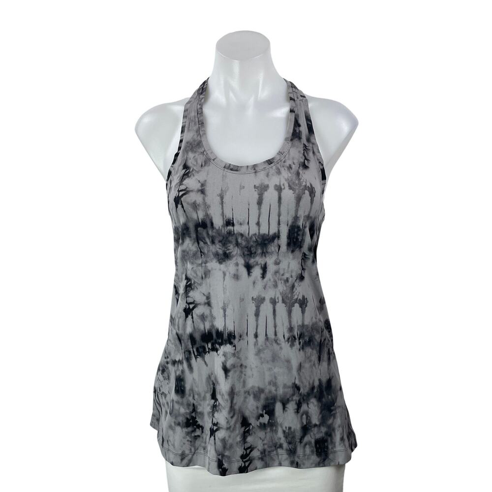 Lululemon Women's Black Tie Dye Scoop Neck Racerback Athletic Tank Top Size M
